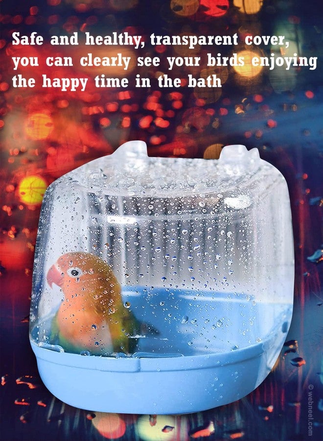 Western Era Bird Bath Tub Hanging Covered Durable & Non-Toxic - Birdcage Outside Bathing Tub for Small Brids Budgerigar Canary Parrots - Bird Cage Accessories (Blue) - Image 2